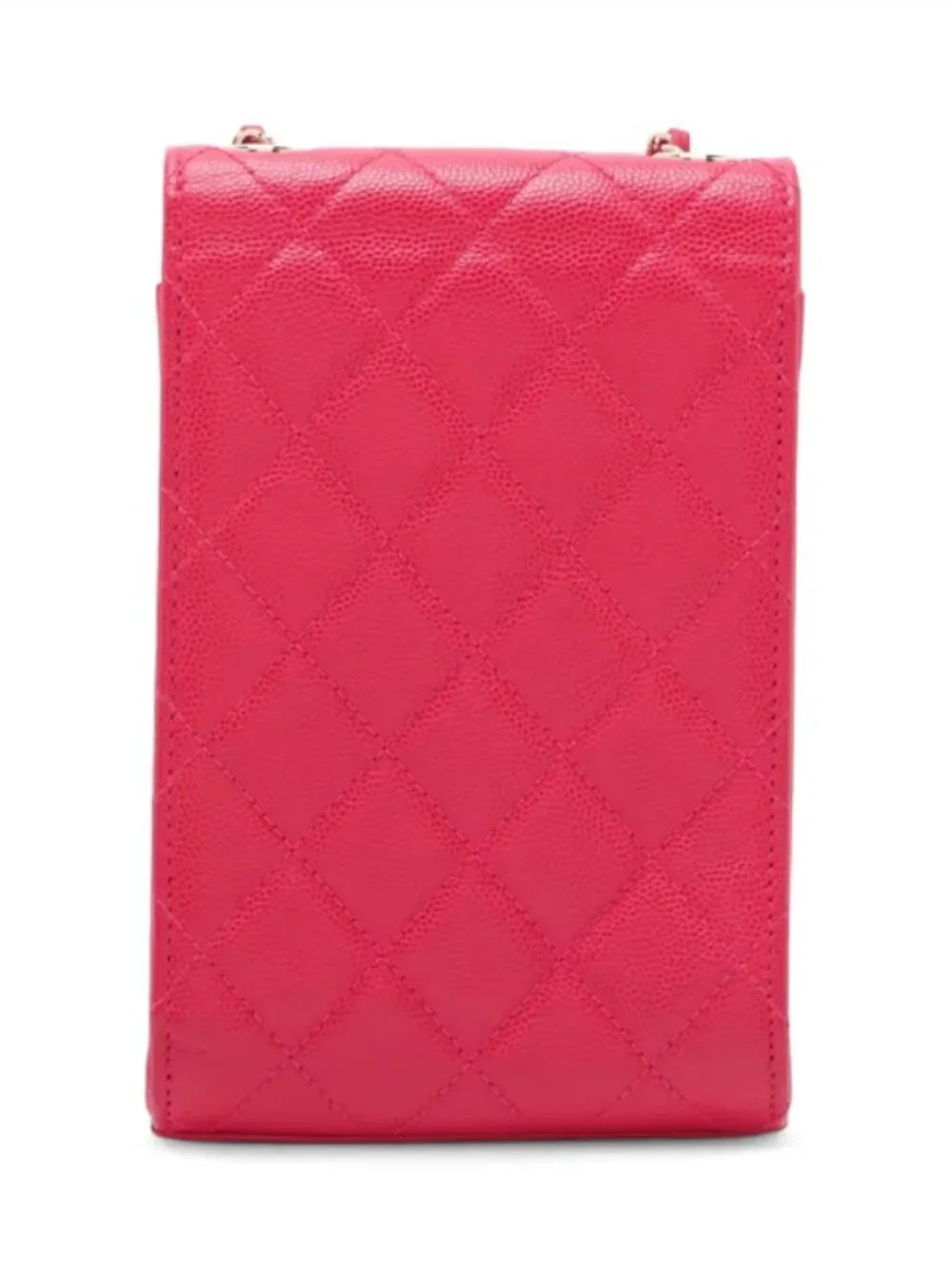 Chanel CC Logo Matelasse Caviar Skin Chain Phone Case Bag Hot Pink - Picture 2 of 9